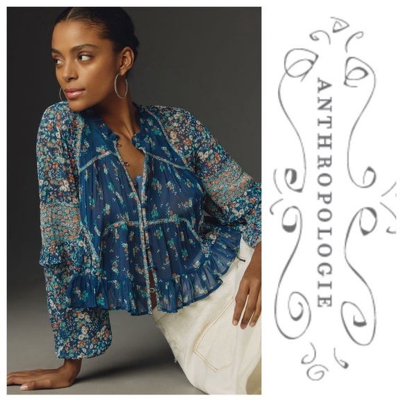 NWT Anthropologie Sheer Babydoll Blouse